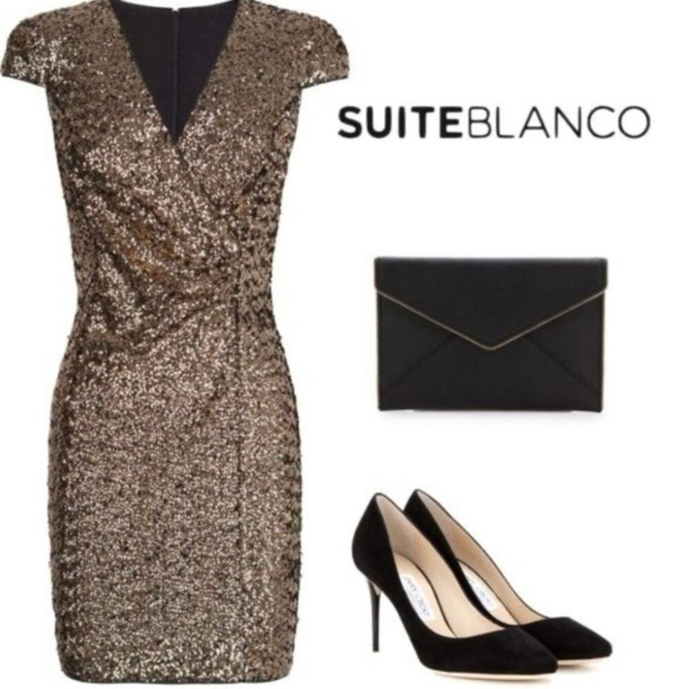 Suitblanco stunning gold sequence cocktail dress SzL excellent condition party